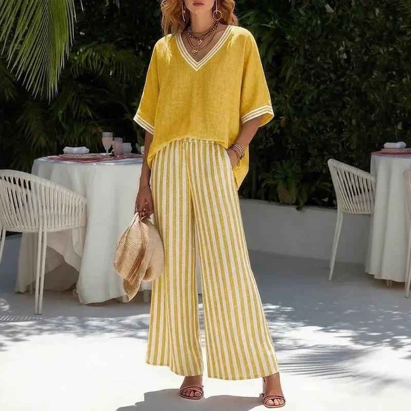 Callenne™ Cotton-Linen Set with Elegant Contrast