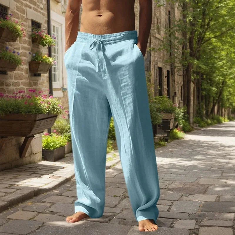 Oliver™ Cotton-Linen Pants with Elastic Waistband & Adjustable Drawstring