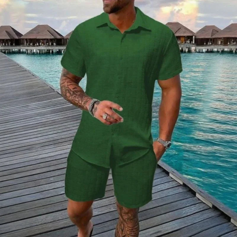 Hugo™ Premium Textured Fabric Set with Button-Up Shirt
