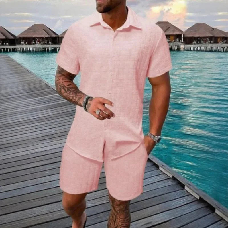 Hugo™ Premium Textured Fabric Set with Button-Up Shirt