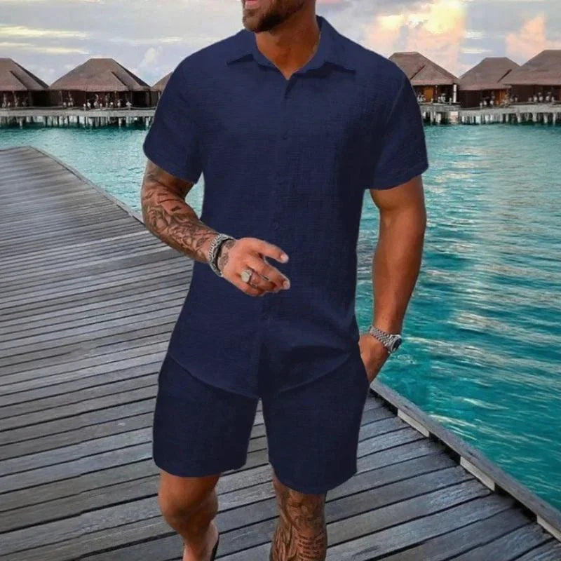 Hugo™ Premium Textured Fabric Set with Button-Up Shirt