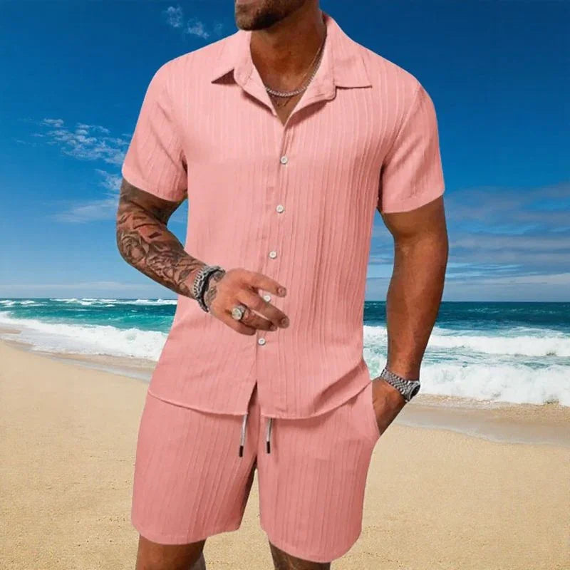 Gael™ Ice Silk Set with Short-Sleeve Shirt and Adjustable Shorts