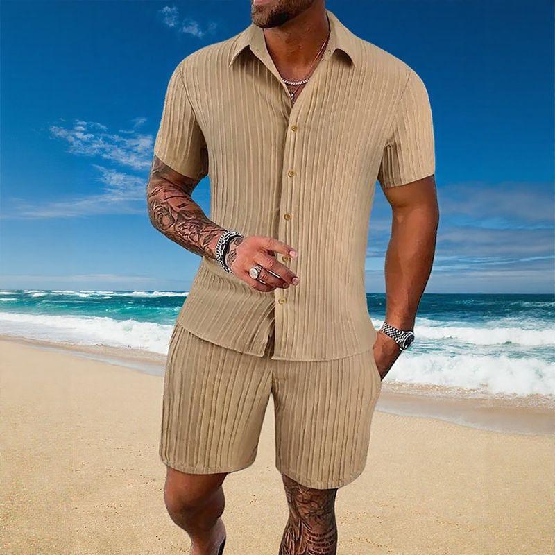 Gael™ Ice Silk Set with Short-Sleeve Shirt and Adjustable Shorts