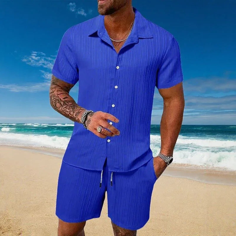 Gael™ Ice Silk Set with Short-Sleeve Shirt and Adjustable Shorts