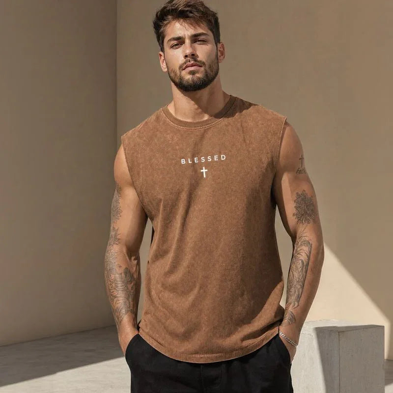Los Angeles™ Tank Top in Washed Tones with Minimalist Print