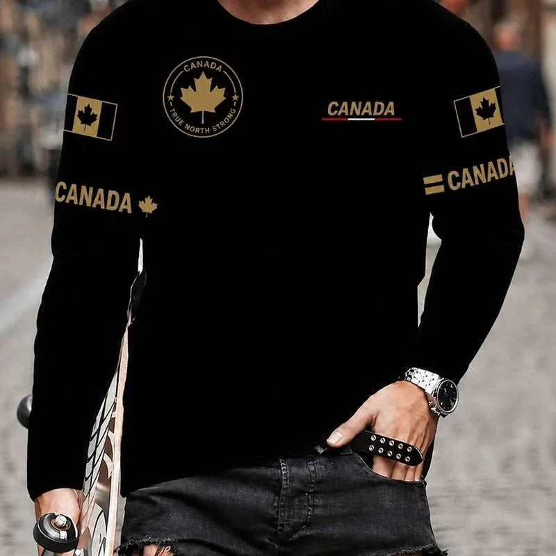 World™ Long-Sleeve Slim-Fit T-Shirt with Country Prints