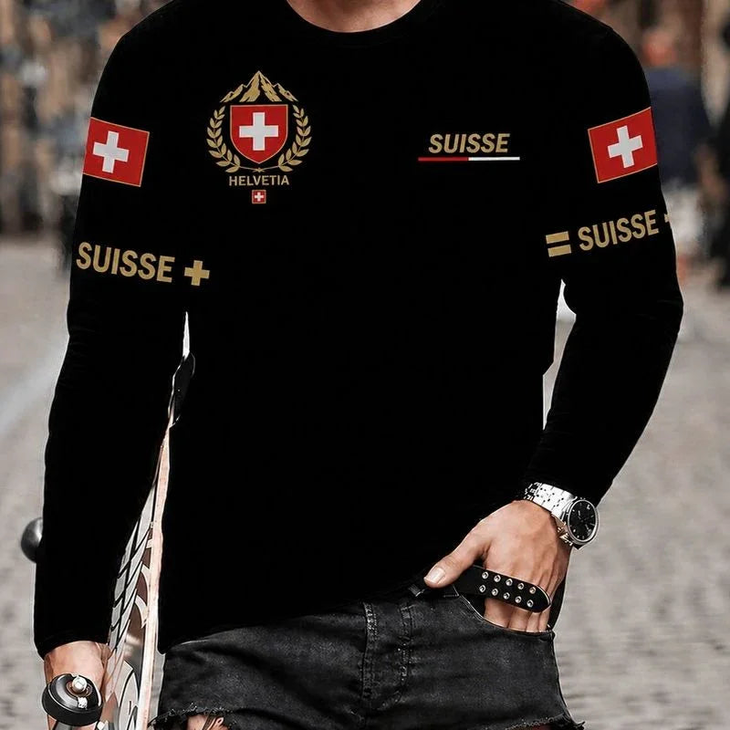 World™ Long-Sleeve Slim-Fit T-Shirt with Country Prints