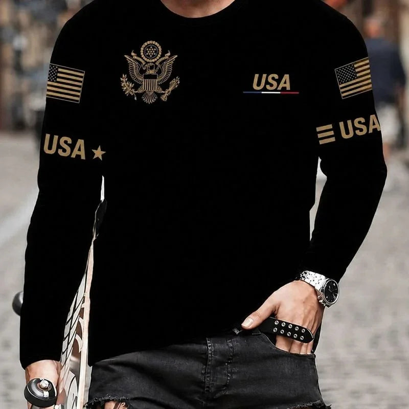 World™ Long-Sleeve Slim-Fit T-Shirt with Country Prints