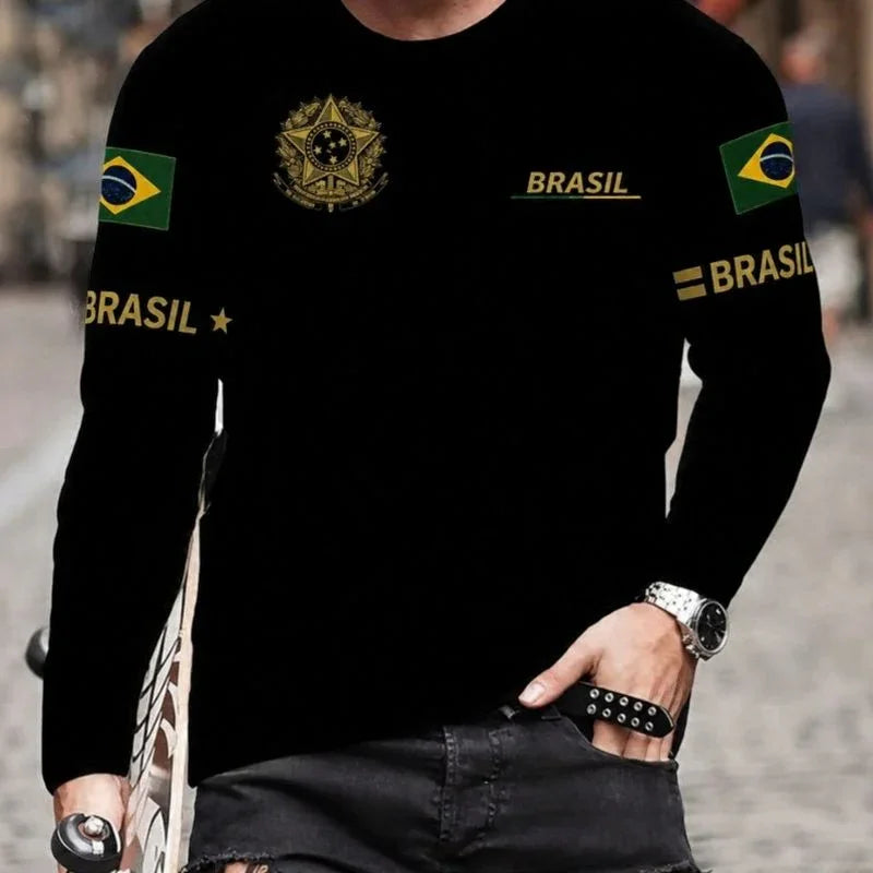World™ Long-Sleeve Slim-Fit T-Shirt with Country Prints