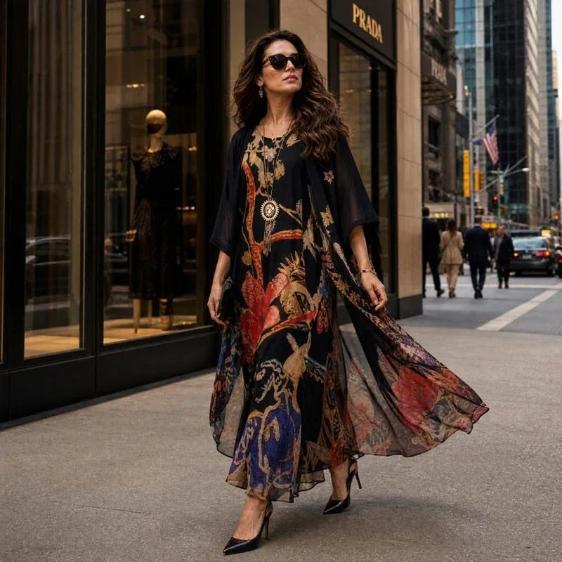 Florenza Floral Dress Set with Sheer Overlay / Effortless, Versatile Elegance for Every Season!