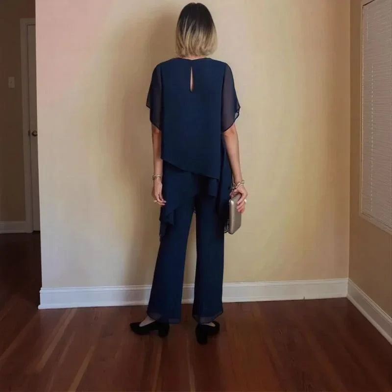 Giorgia™ Set Layered Overlay Blouse and Minimalist Pants