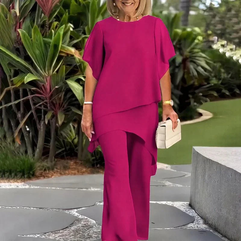 Giorgia™ Set Layered Overlay Blouse and Minimalist Pants