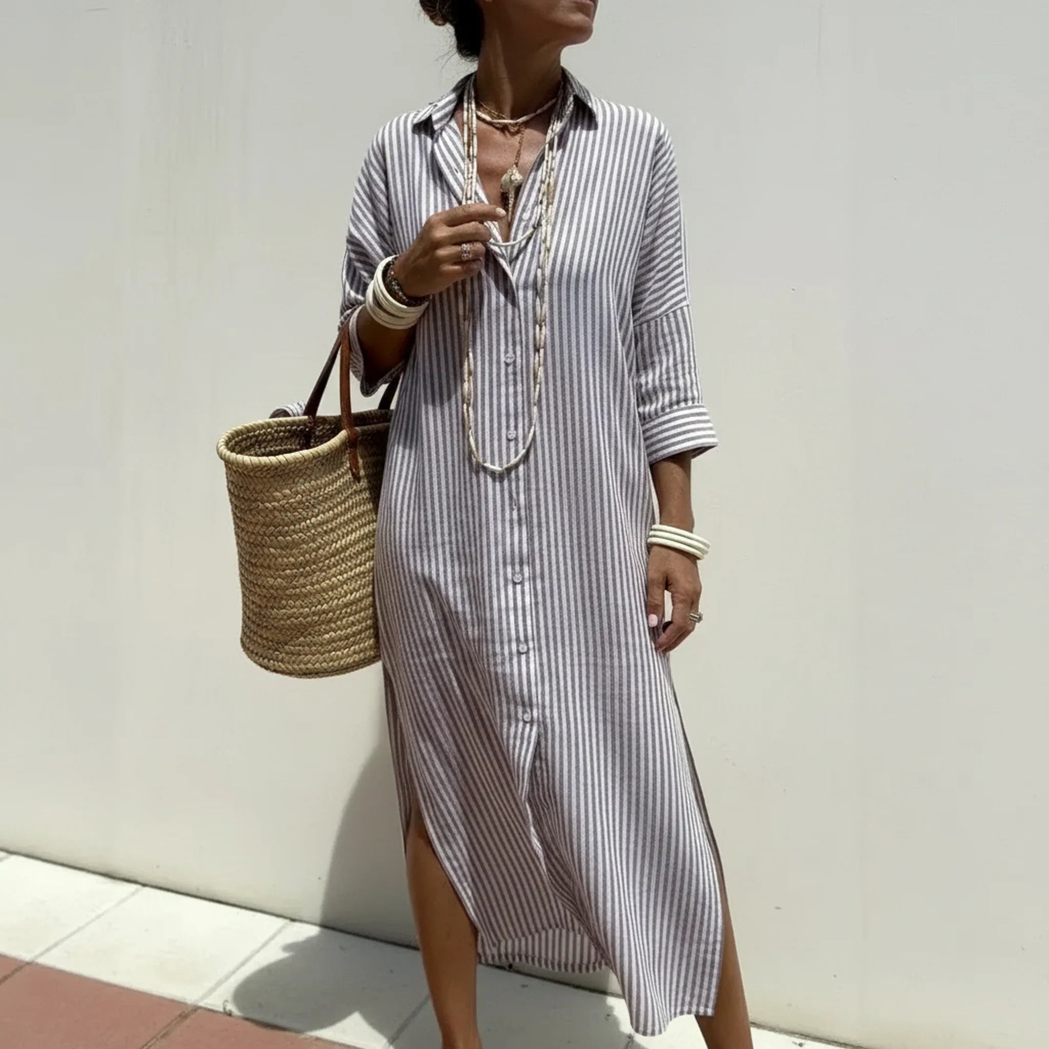 Bellavita™ Dress With Vertical Stripes and Fluid Fit