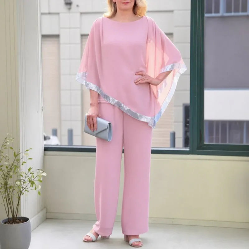 Lola™ Set Oversized Blouse with Contrasting Silver Detail and Wide Leg Pants