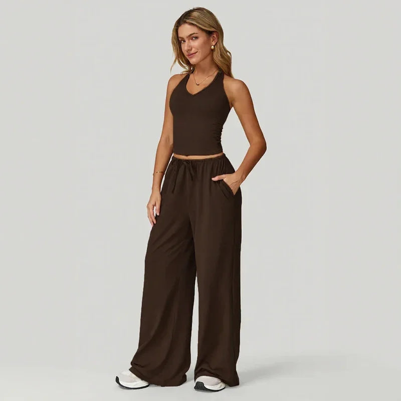 Lunary™ Set With Minimalist Top and Flowing Wide-Leg Pants