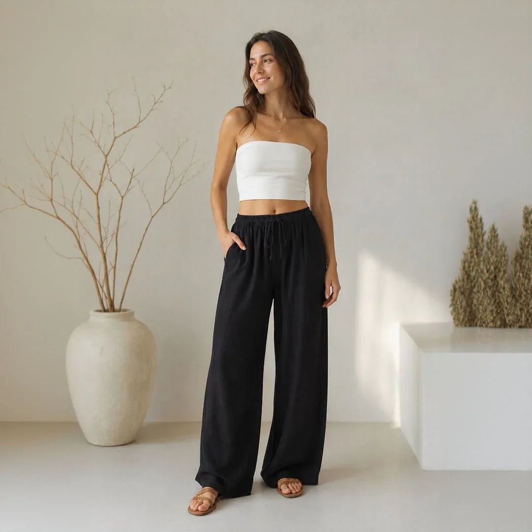 Lavinia™ Cotton Linen Pants with Adjustable Drawstring