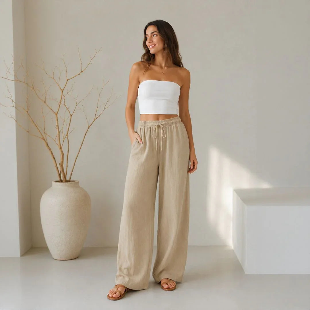 Lavinia™ Cotton Linen Pants with Adjustable Drawstring
