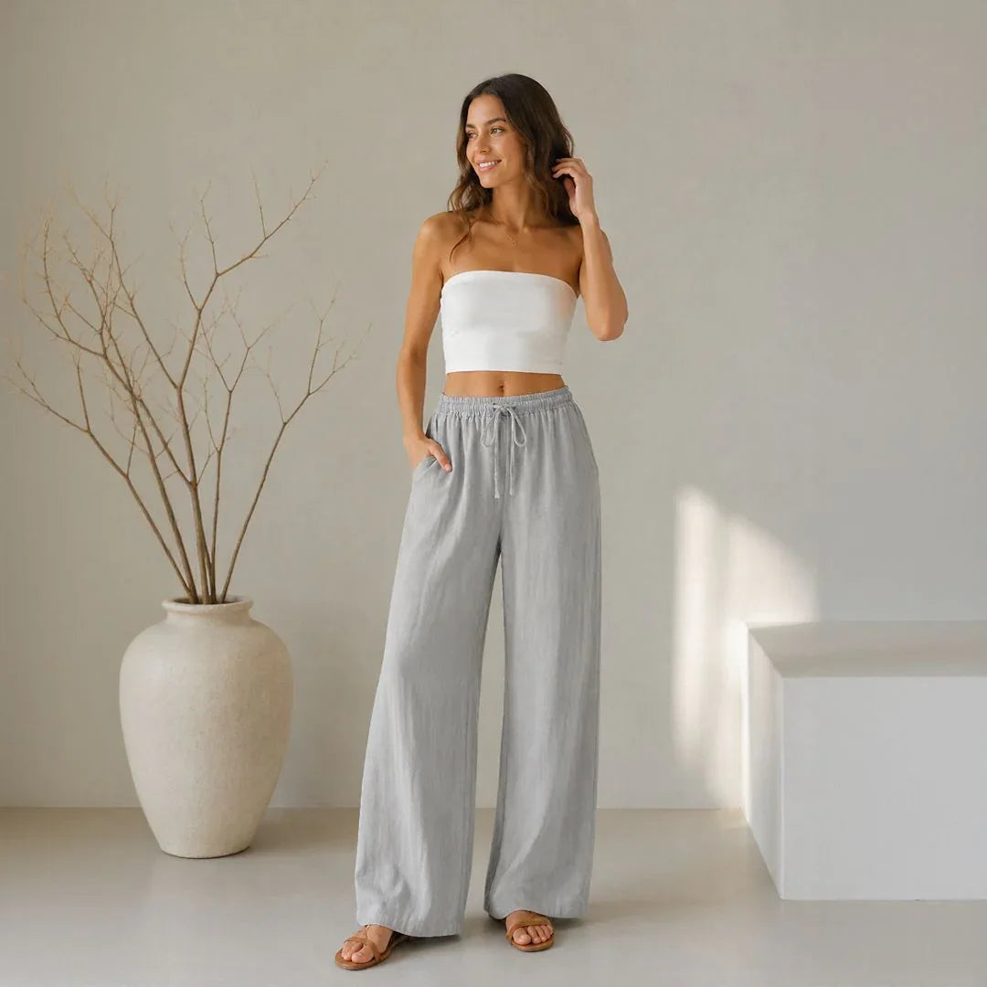 Lavinia™ Cotton Linen Pants with Adjustable Drawstring