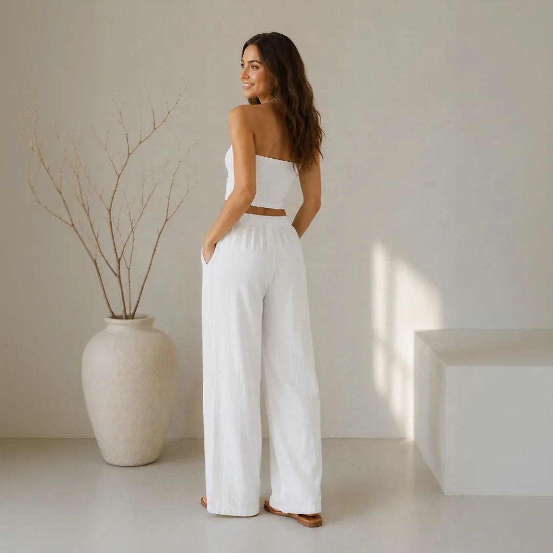 Lavinia™ Cotton Linen Pants with Adjustable Drawstring