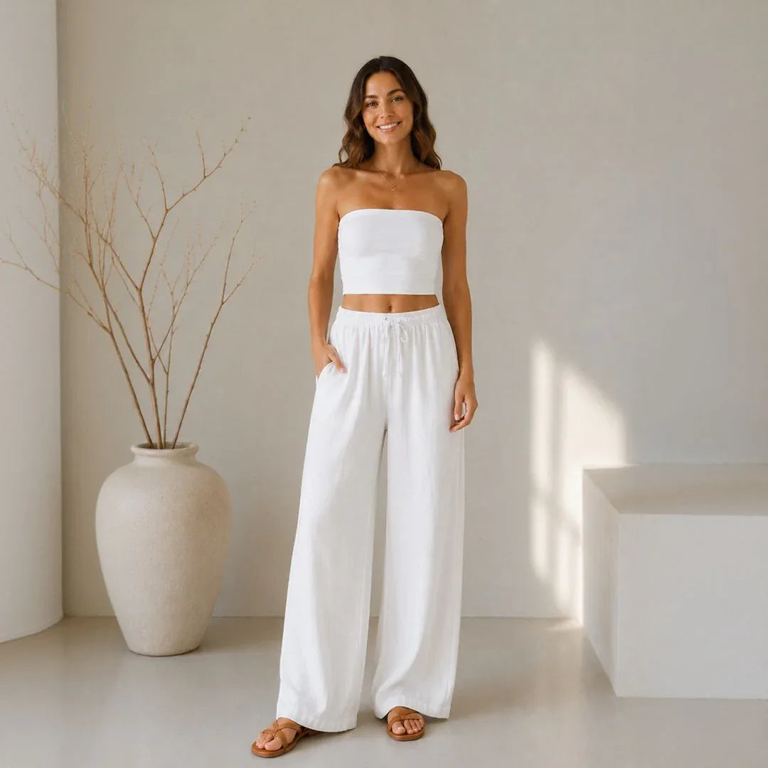 Lavinia™ Cotton Linen Pants with Adjustable Drawstring