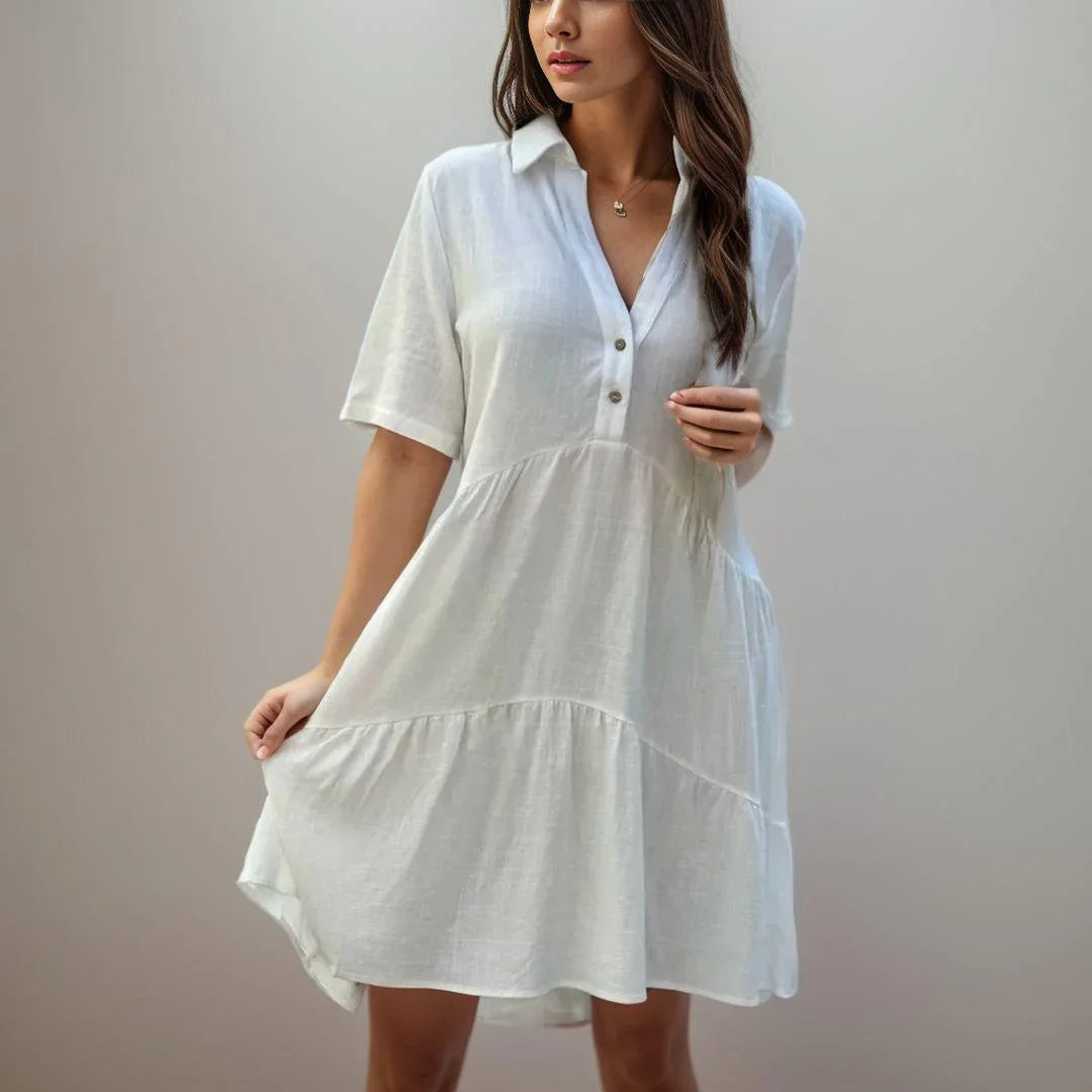 Ischia™ Cotton-Linen Dress with Relaxed Fit  / Exclusive Elegance and Comfort Inspired by the Mediterranean!