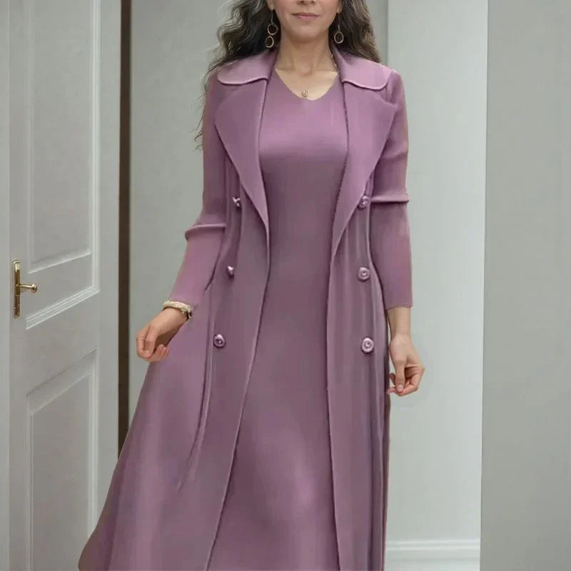 Valence™ Dress with Chic Long Overlay Coat / For Classy Women Who Value Style, Practicality, and Presence!