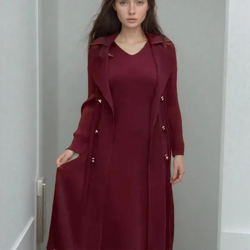 Valence™ Dress with Chic Long Overlay Coat / For Classy Women Who Value Style, Practicality, and Presence!