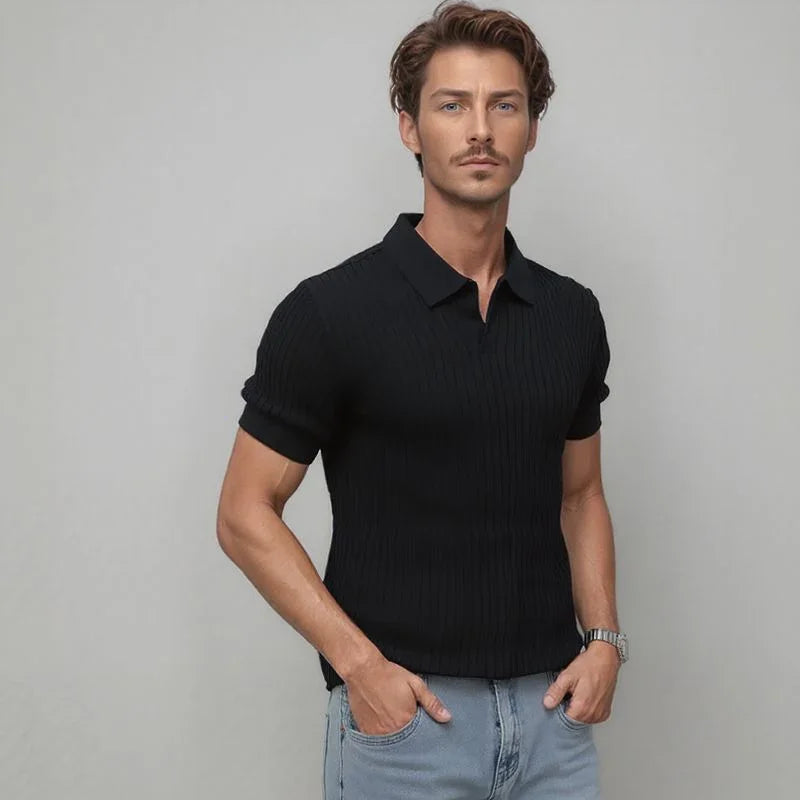 Da Vinci™ Polo Shirt in Lightweight Italian Knit with Minimalist Collar / Comfortable, Sophisticated and Impossible to Ignore!