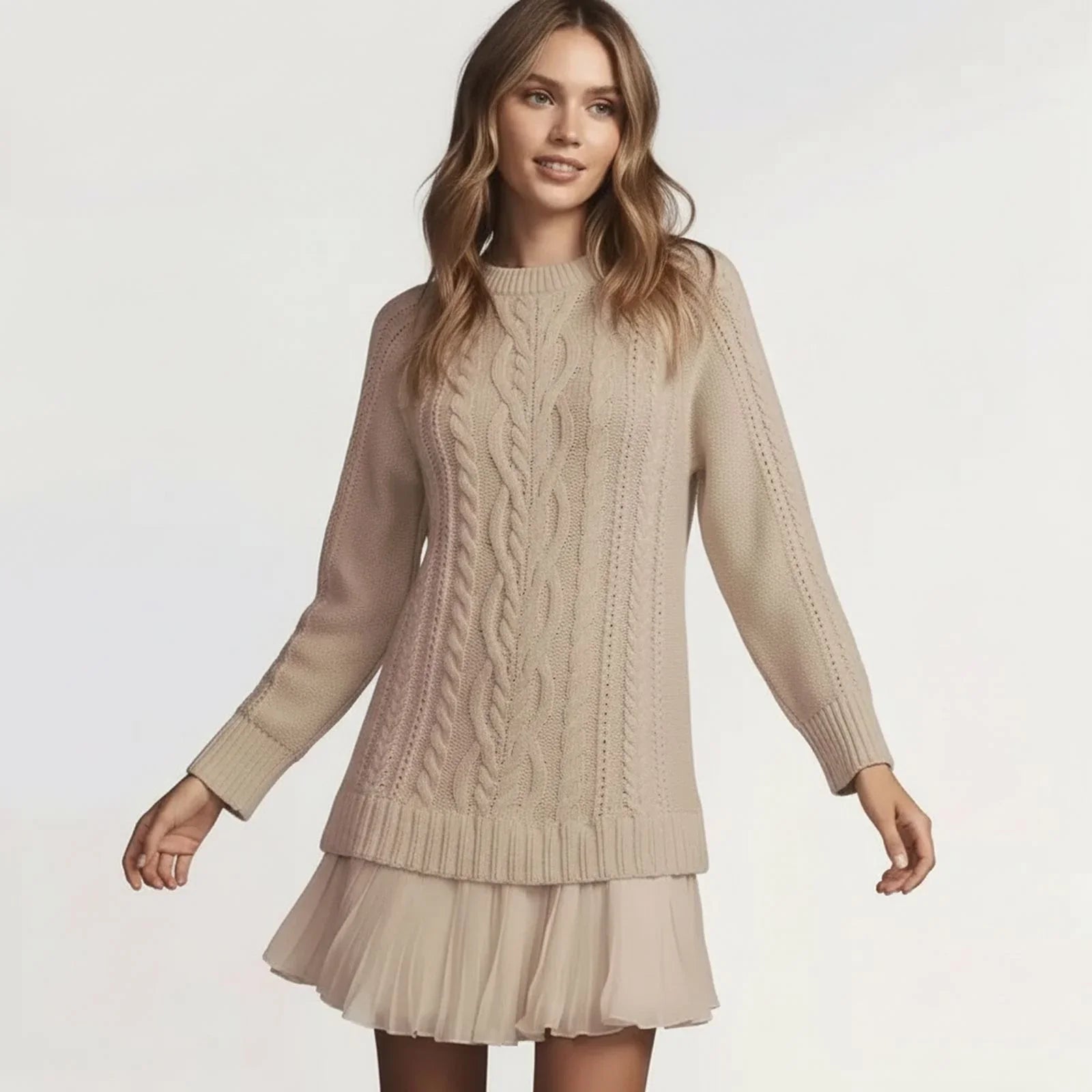 Vienna Classic™ Dress in Handcrafted Knit with Light Pleats / Delicacy and Class in Perfect Measure!