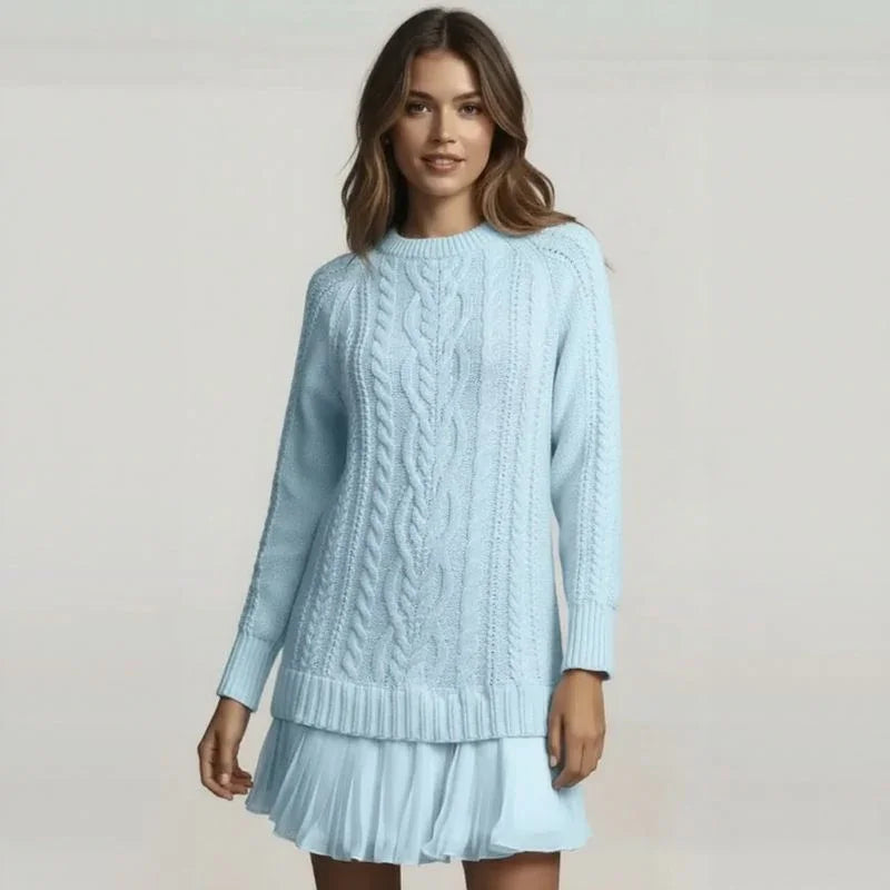 Vienna Classic™ Dress in Handcrafted Knit with Light Pleats / Delicacy and Class in Perfect Measure!
