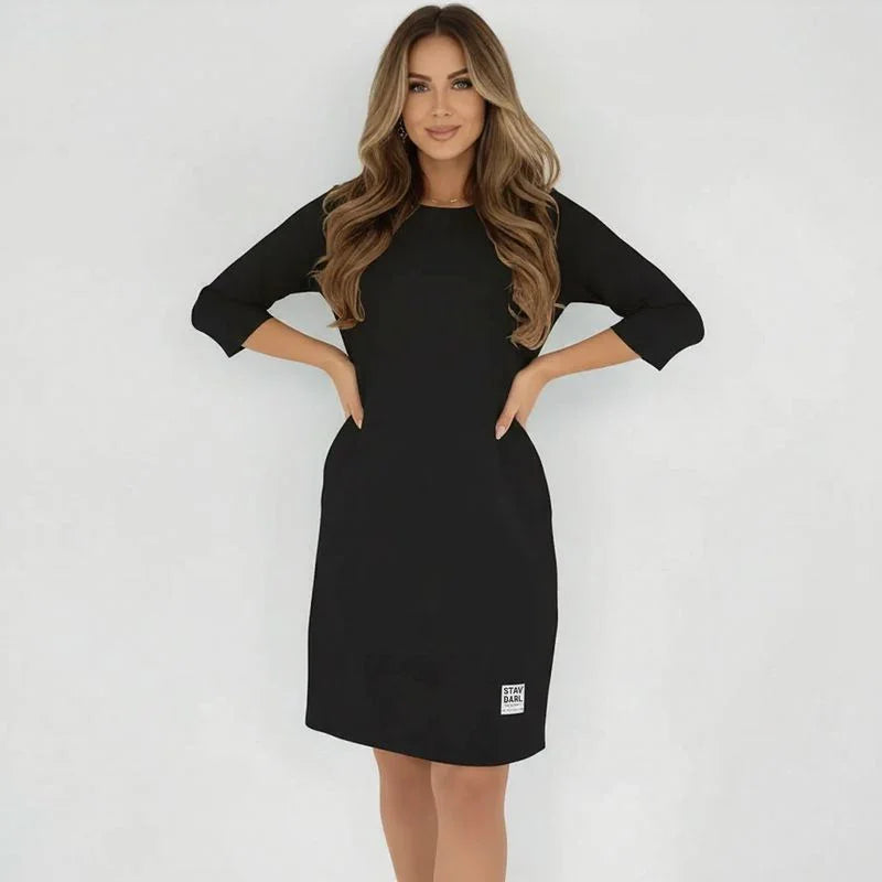 Daily™ Comfort Knit Dress with 3/4 Sleeves / The Sophisticated Basic that Flatters Your Figure Without Showing Seams!