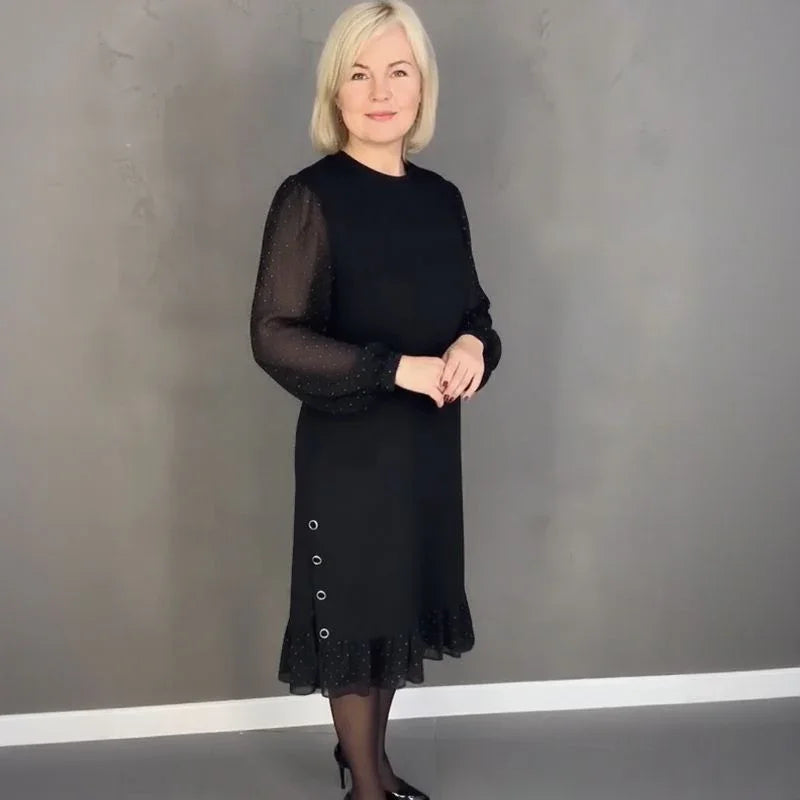 Lady Margaret™ Dress with Sheer Long Sleeves and Delicate Details