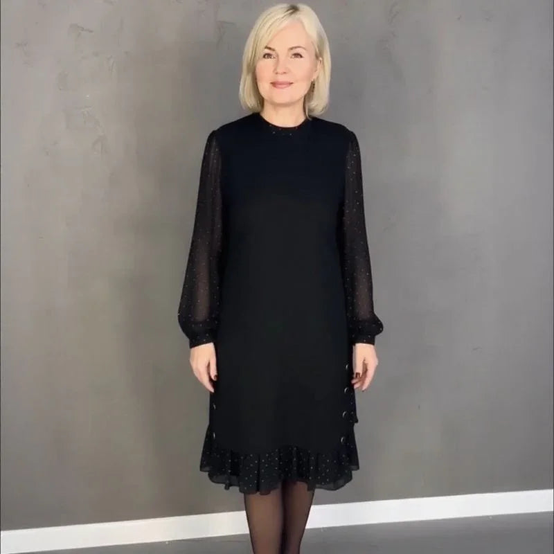 Lady Margaret™ Dress with Sheer Long Sleeves and Delicate Details