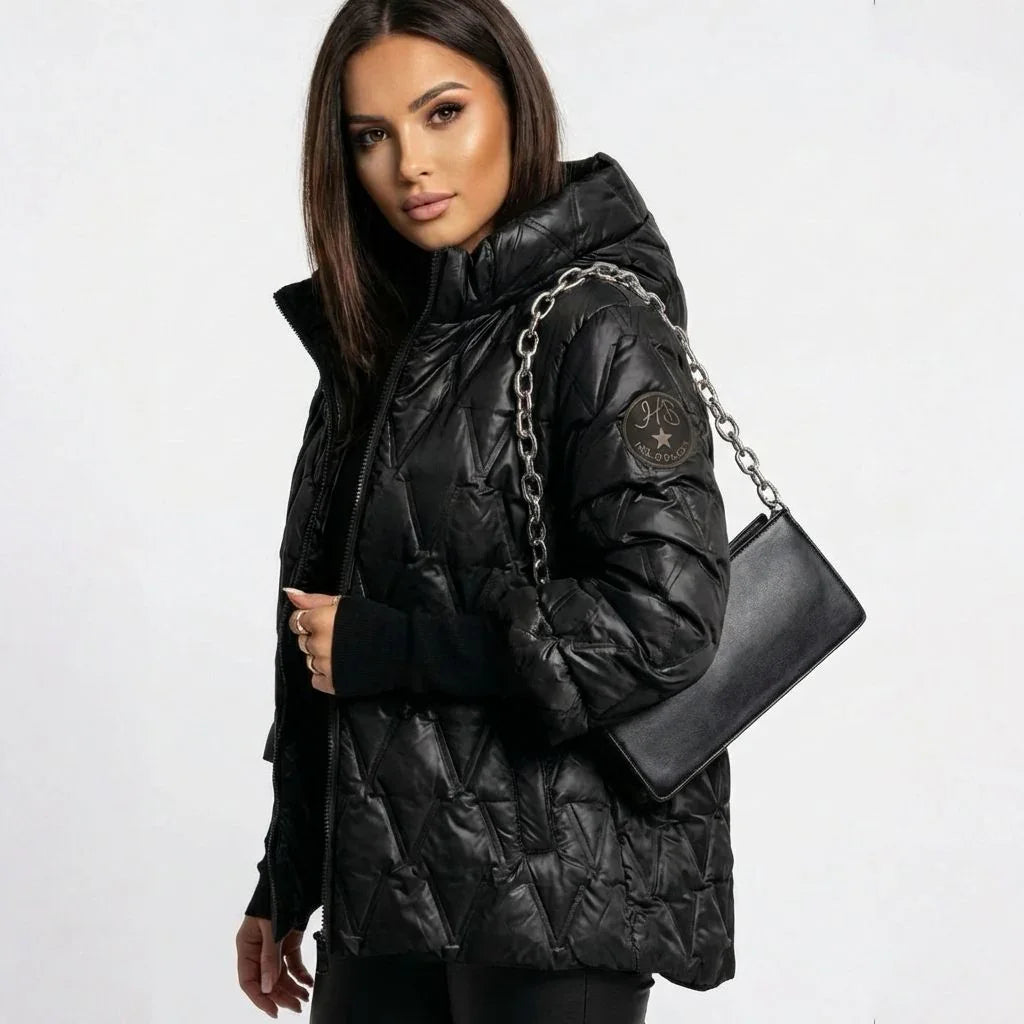 Vogue™ Quilted Cotton Jacket with Structured Hood and Layered Sleeve Design