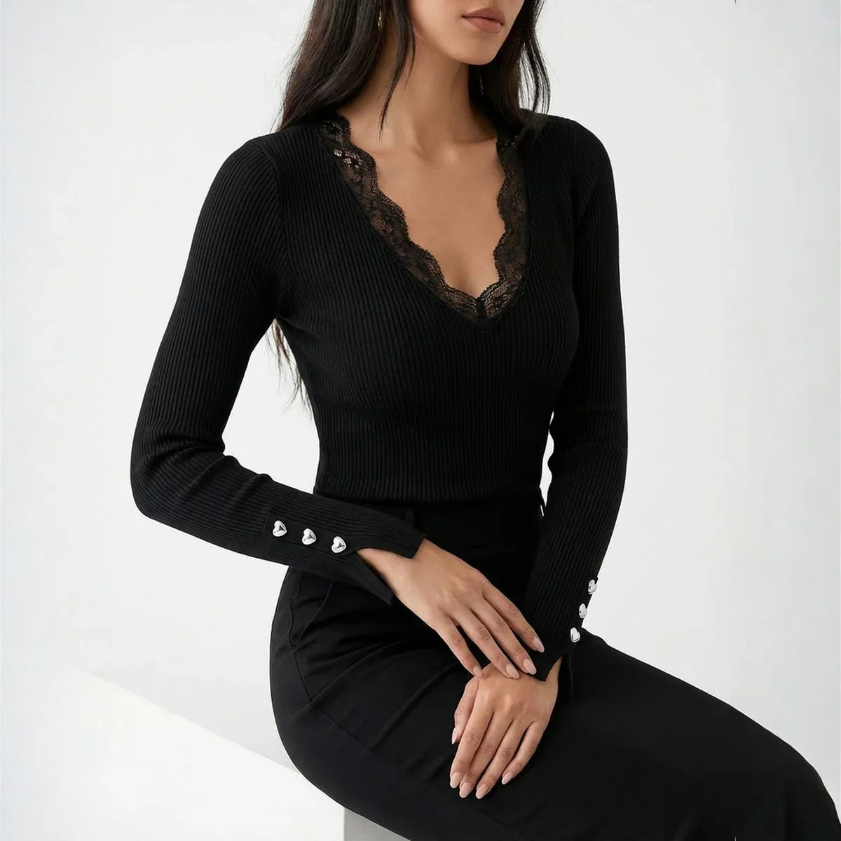 Maison™ Elegant Lace Blouse with Premium Sleeve Details