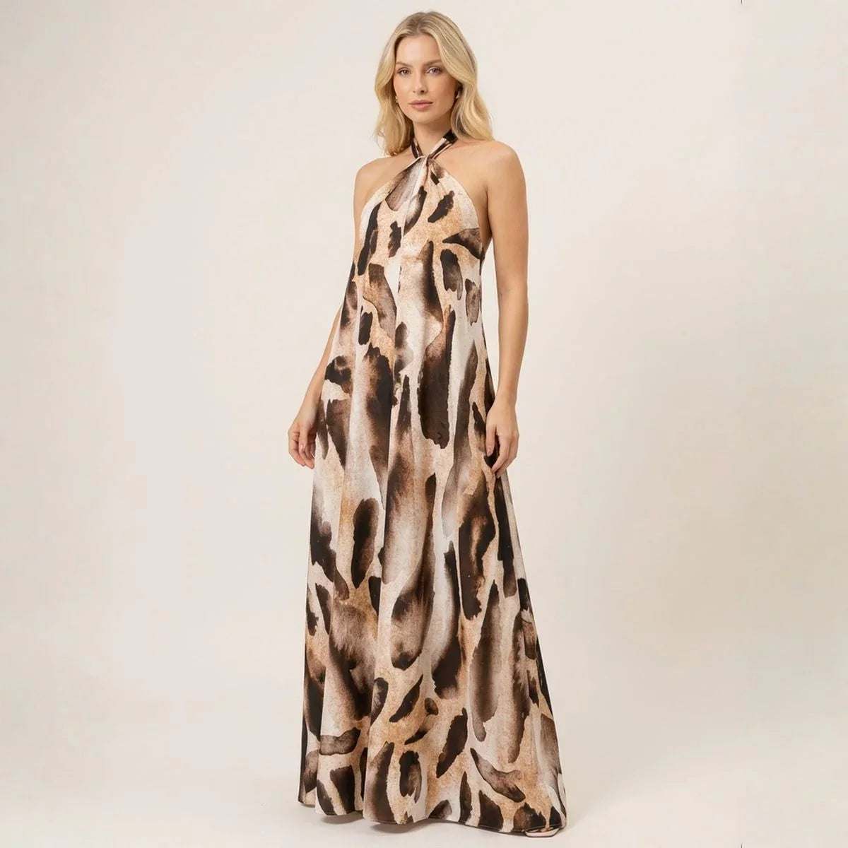 Isla Nomad™ Long Viscose Dress with Fluid Fit and Wild Print