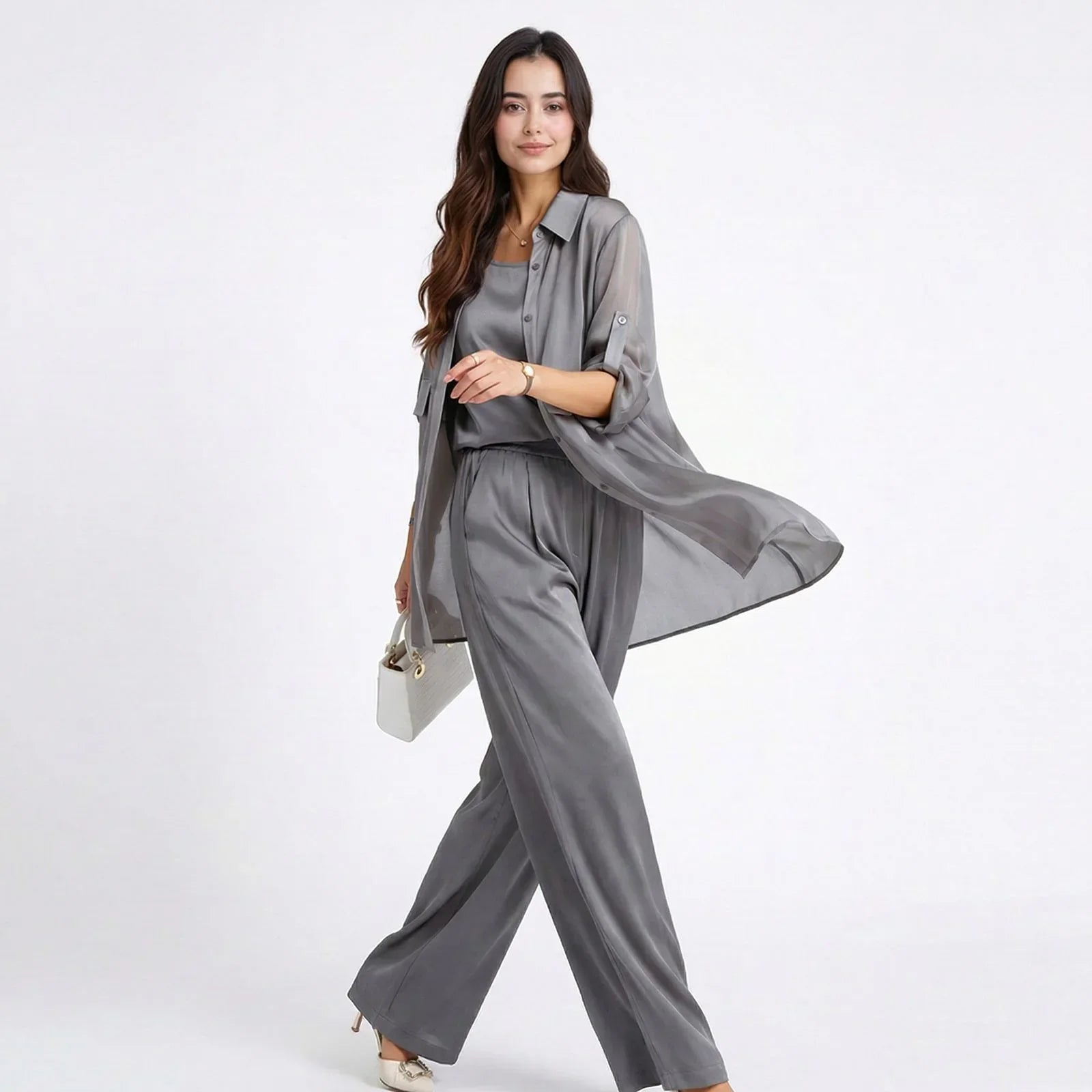 Seville Silk Touch™ 3-Piece Set with Flowing Overlay and Wide-Leg Pants