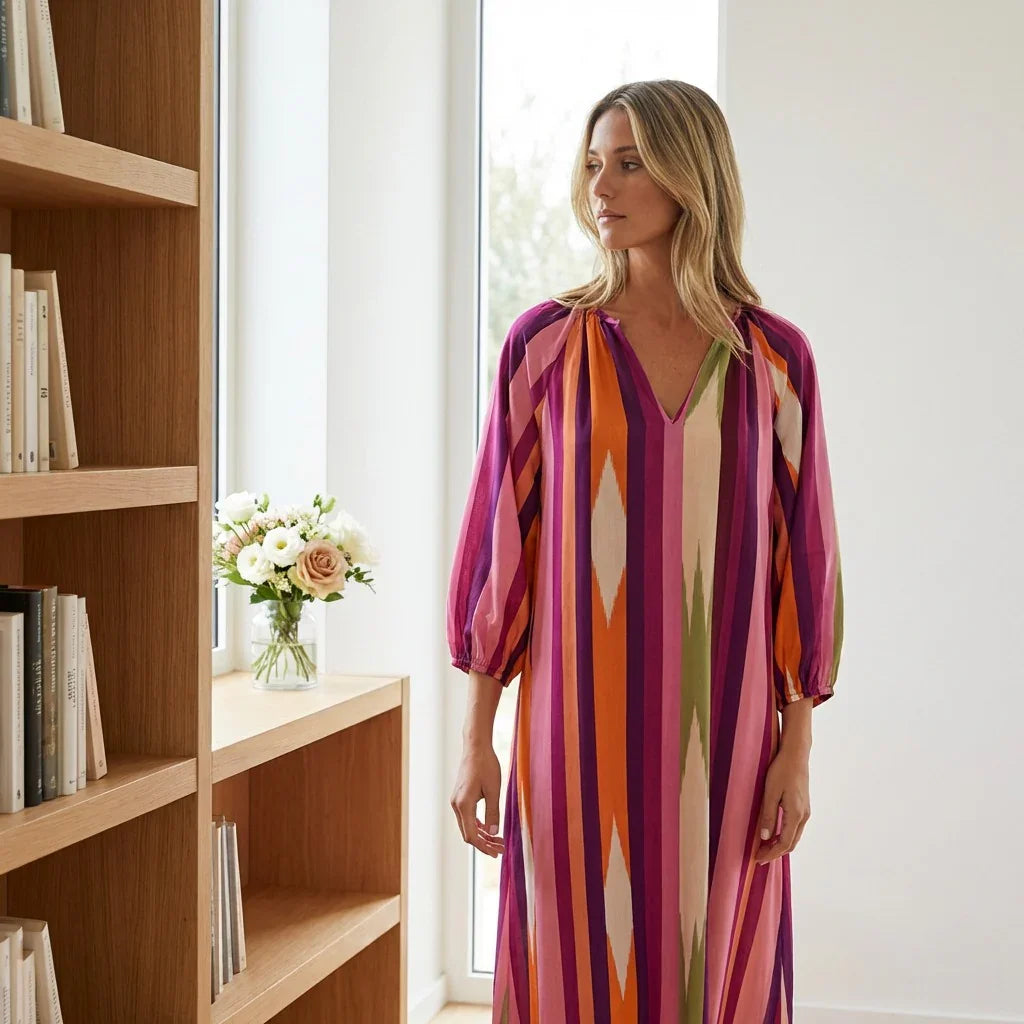 Camellia™ Viscose Maxi Dress with Deep V Neckline