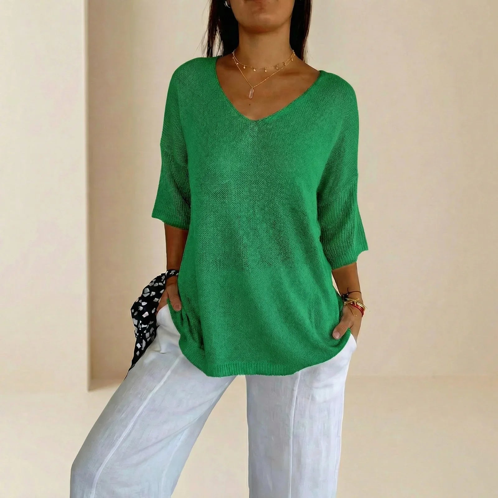 Carmim™ Blouse in Soft Knit with Textured Fabric