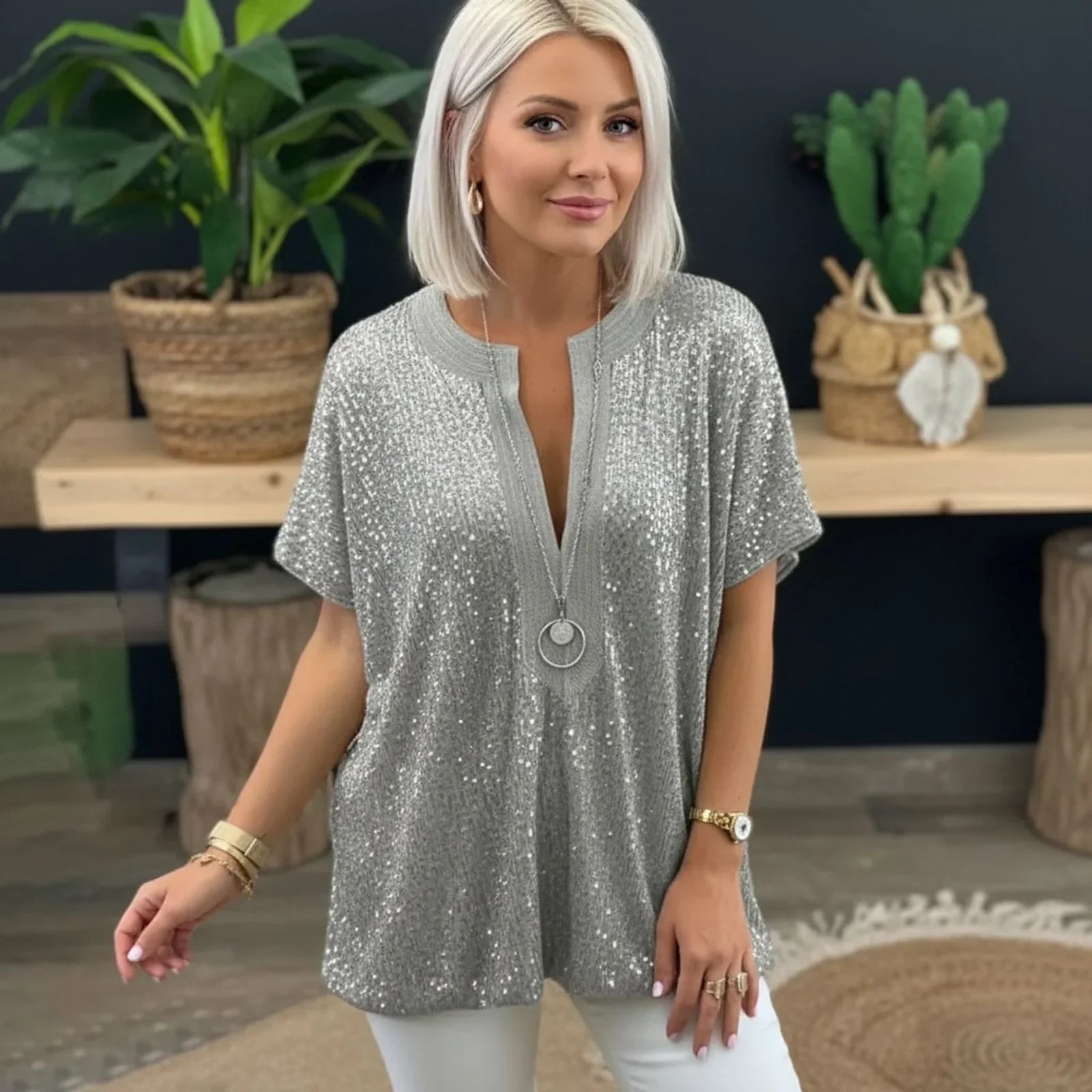 Dubai™ Blouse in Premium Viscose with Sequin Details