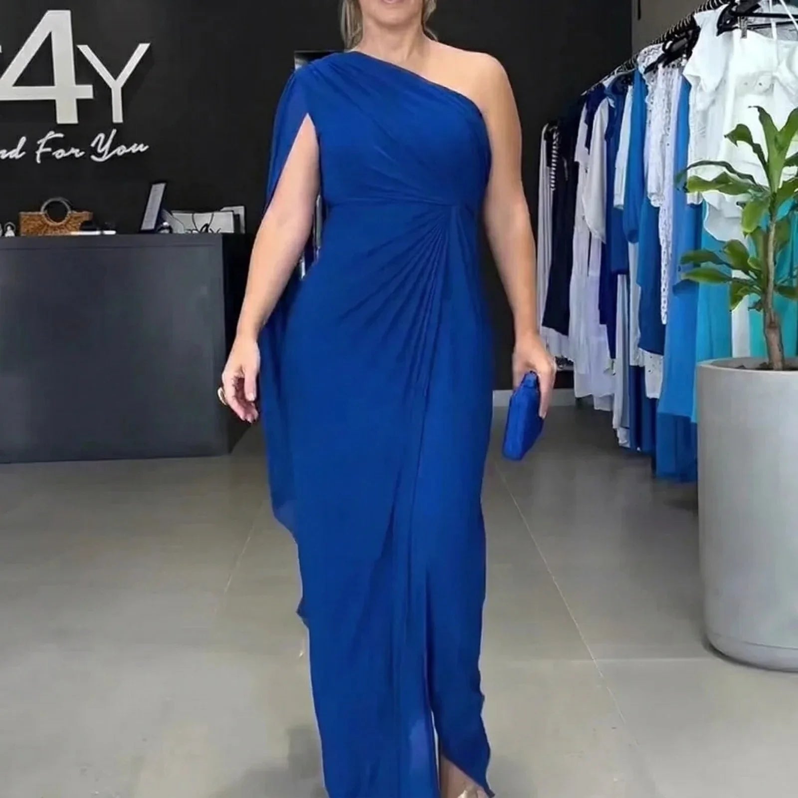 Catherine™ Maxi Dress Draped with One-Shoulder