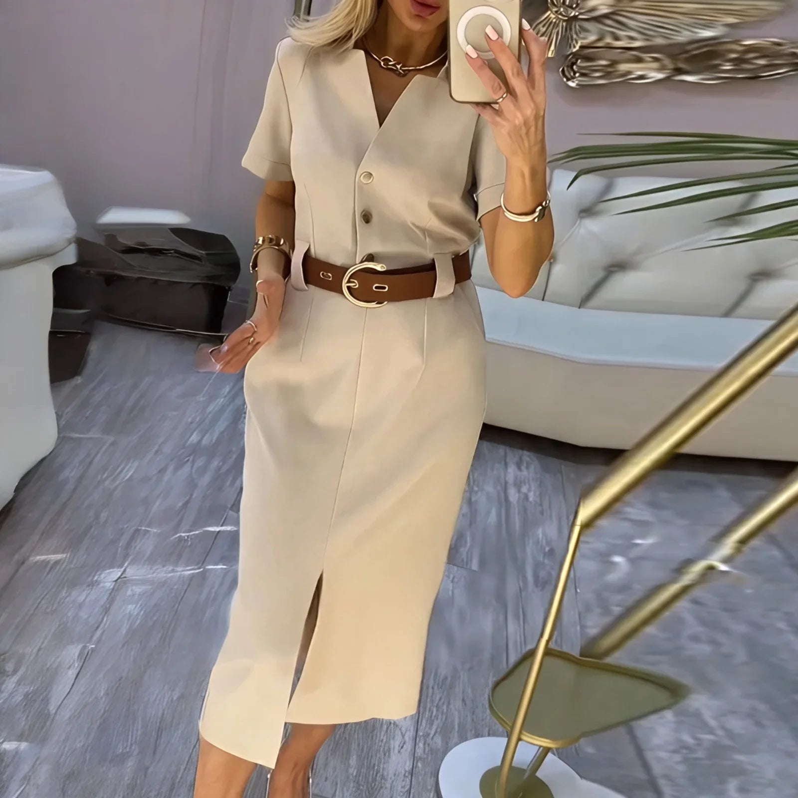 Maite™ Midi Shirt Dress with an Elegant Front Slit
