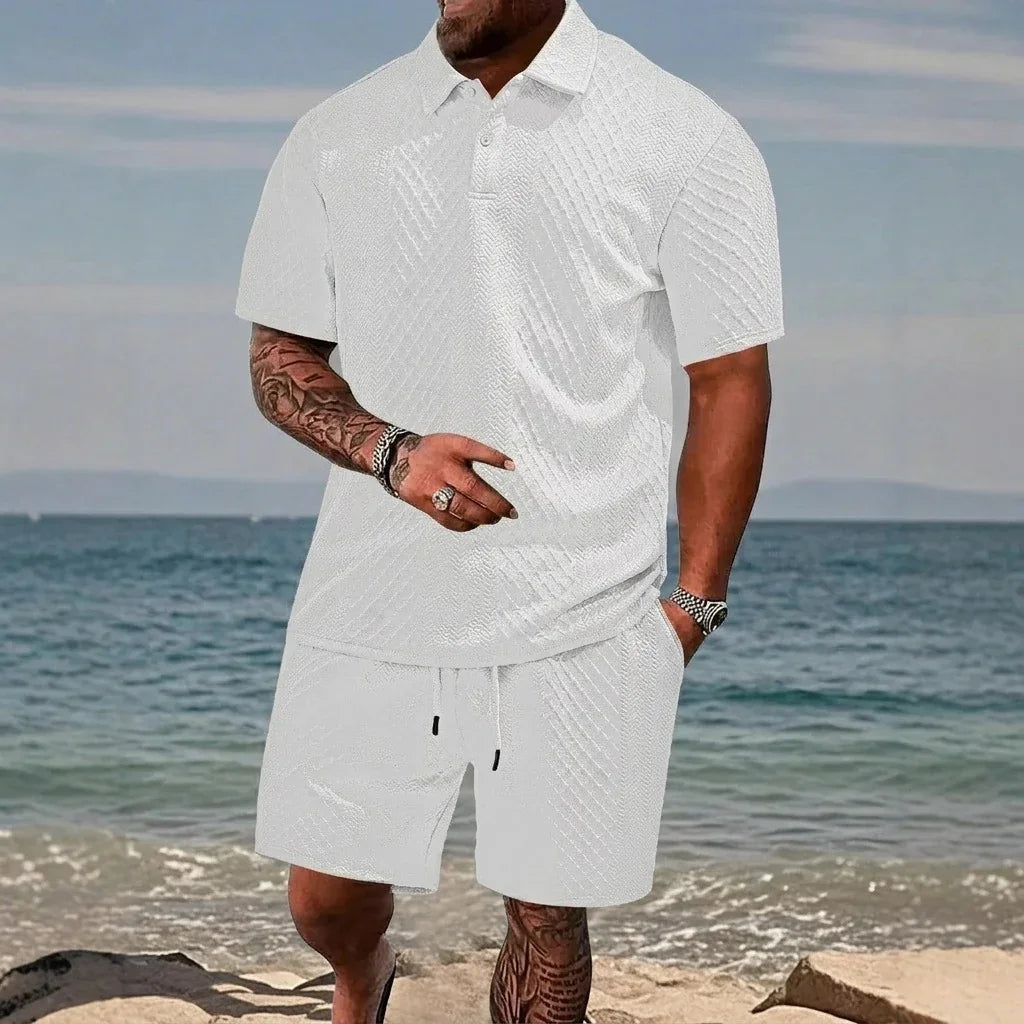 Cristiano™ Set with Textured Knit Fabric and a Structured Polo Collar