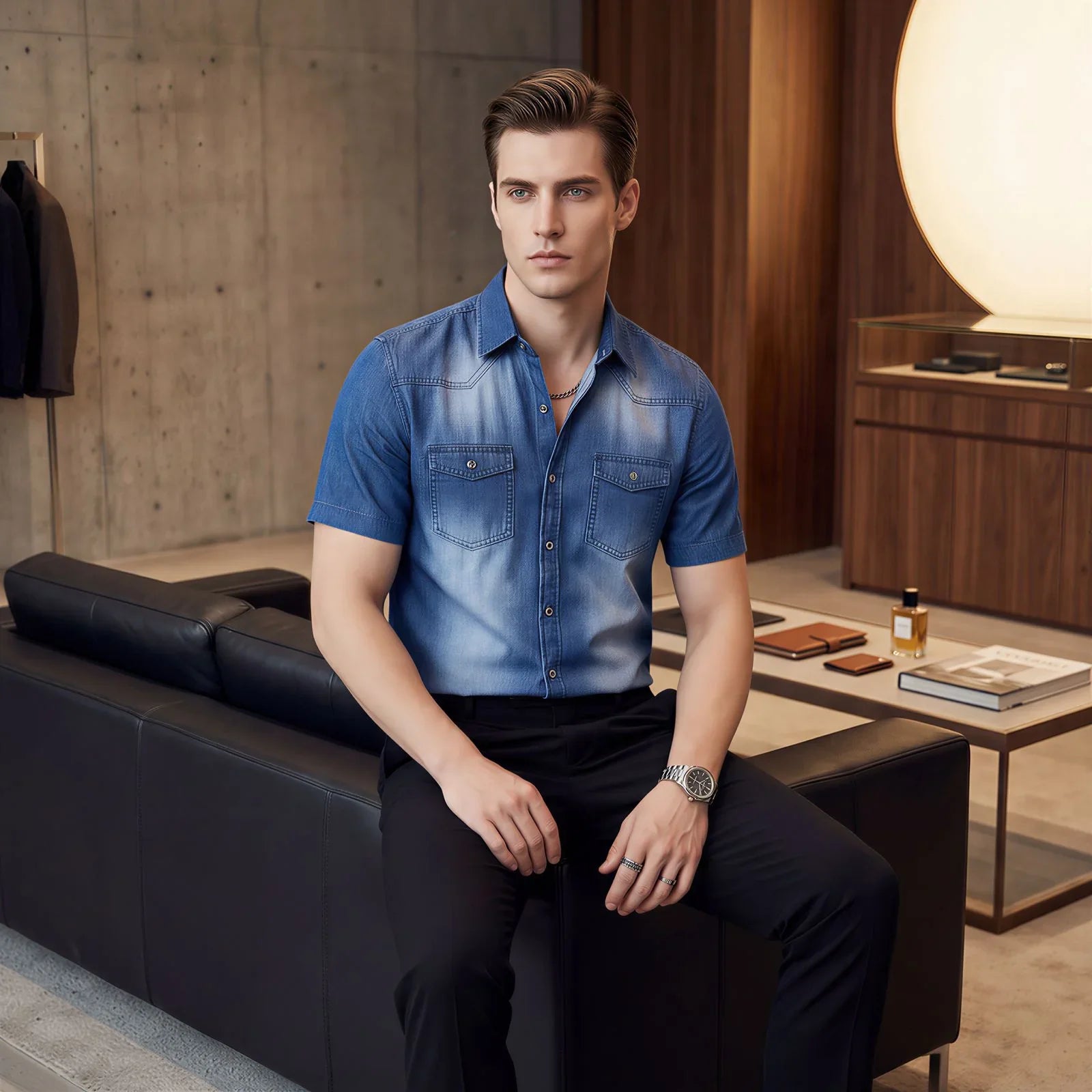 Vittorio™ Slim Fit Denim Shirt with Premium Faded Wash