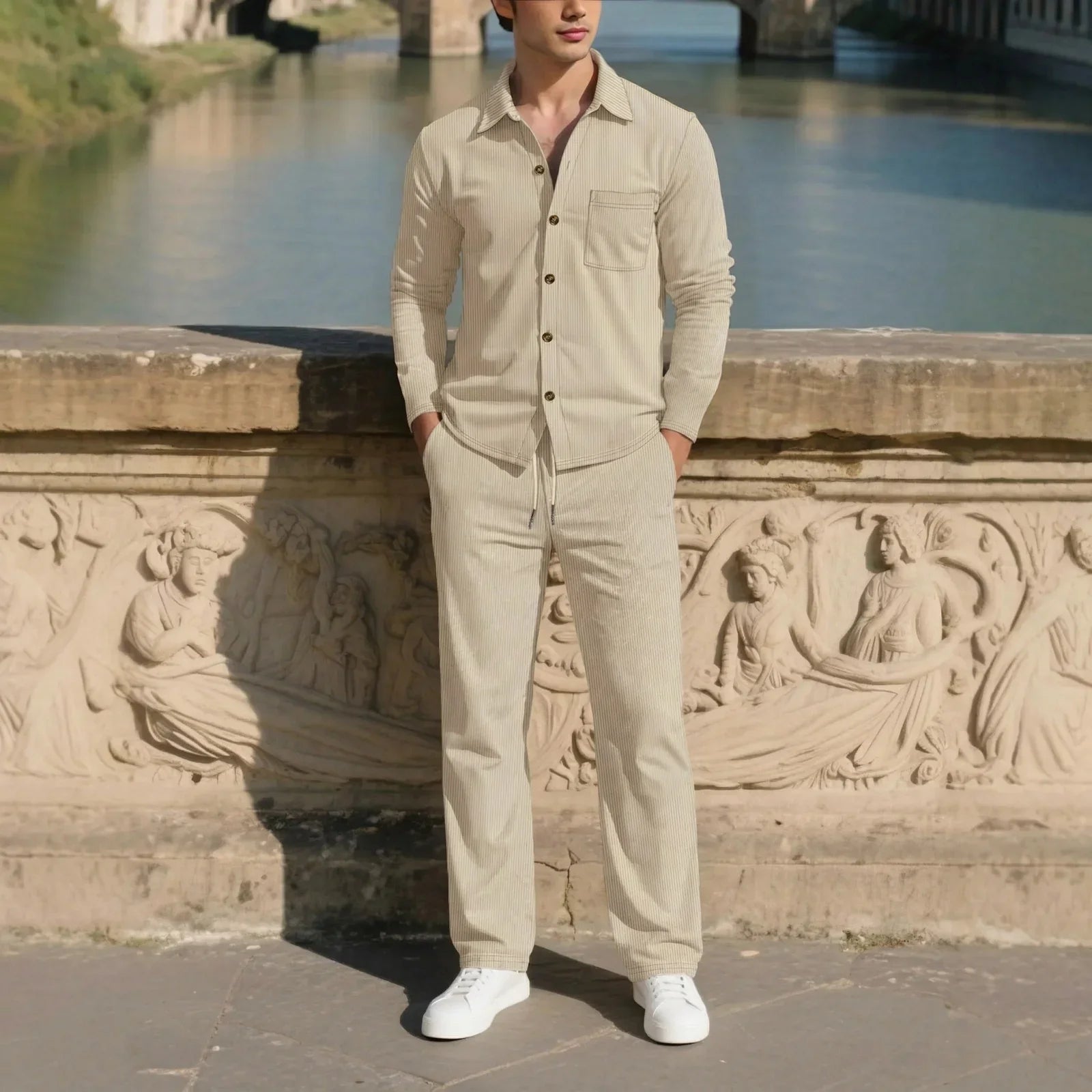 Monte Carlo™ Set with Light Texture and Pants with an Adjustable Elastic Waistband