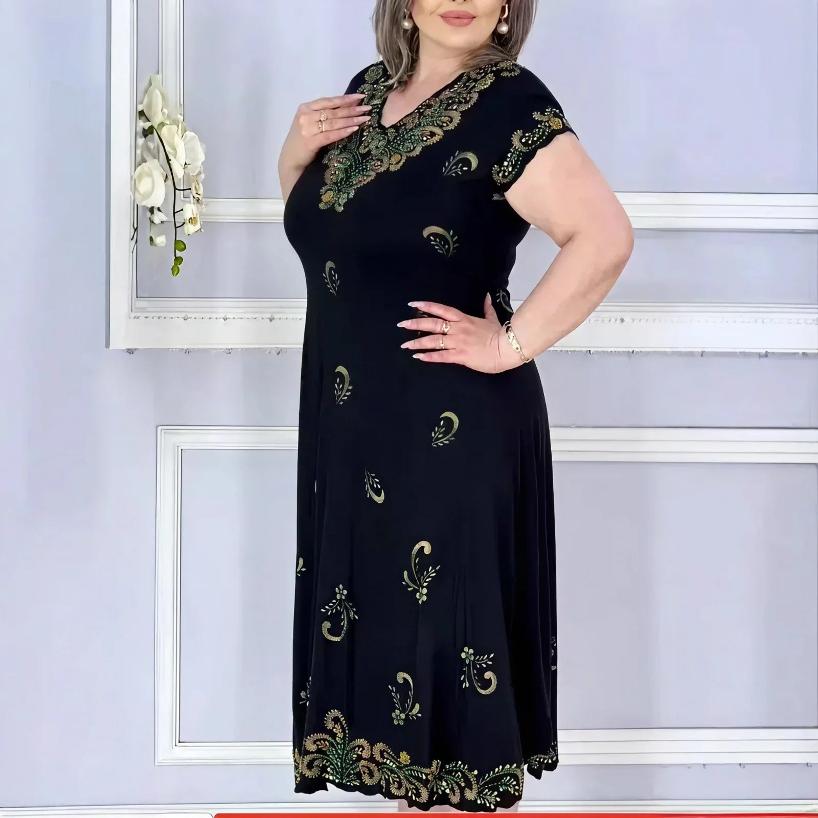 Aurelis™ Dress with Ornamental Embroidery and a Flawless Fit