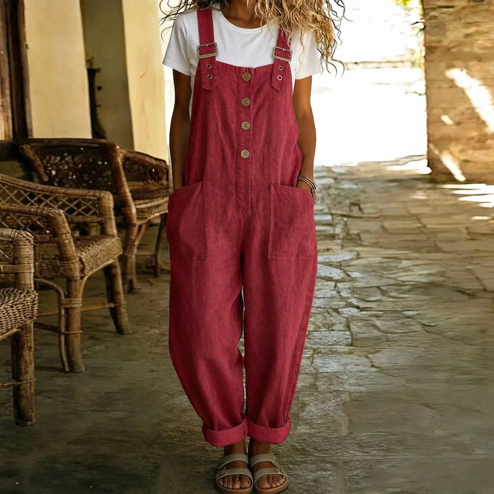 Dew™ Overalls-Style Jumpsuit with Functional Pockets