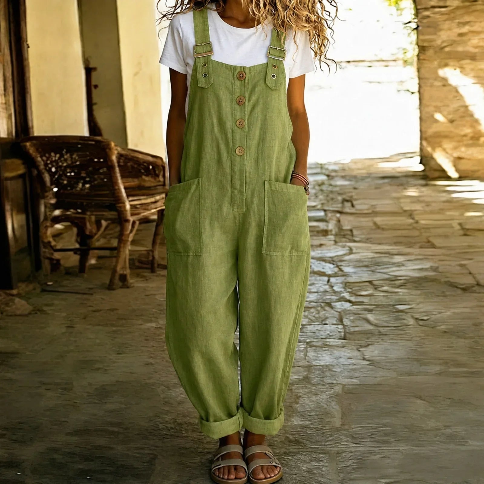 Dew™ Overalls-Style Jumpsuit with Functional Pockets