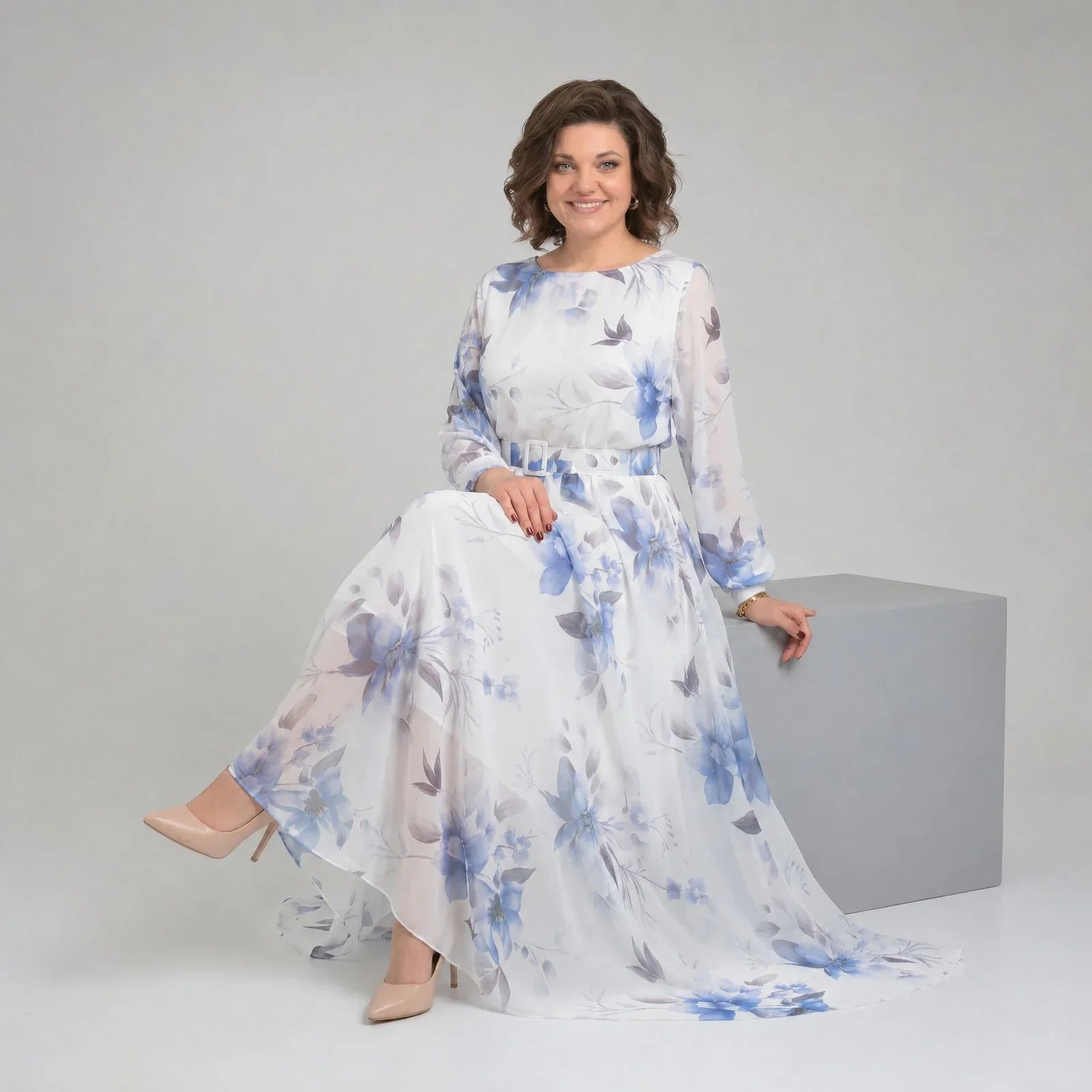 Manuela™ Dress with Defined Waist and Boat Neckline