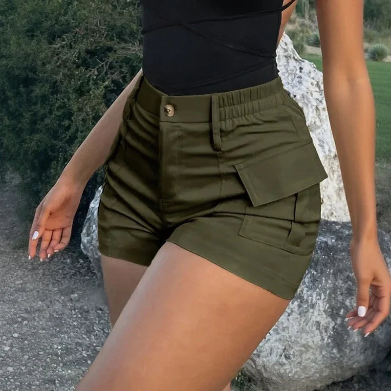Nivara™ Premium Twill Shorts with Cargo Pockets and a High Waist